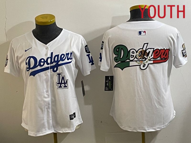 Youth Los Angeles Dodgers Blank White Game 2024 Nike MLB Jersey style 112123